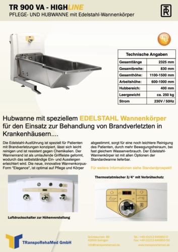 Prospekt TR Hubwanne Highline Typ TR900VA