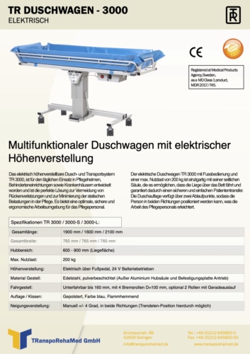 Prospekt Elektro Duschwagen TR3000