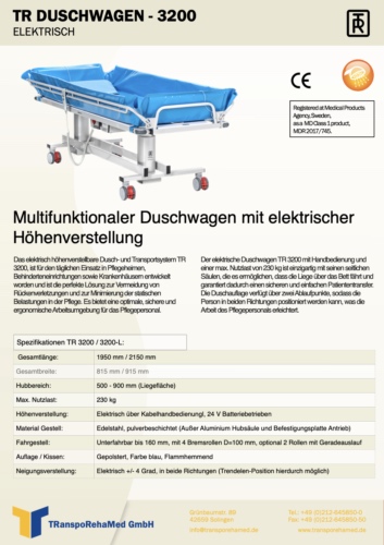 Prospekt Elektro Duschwagen TR3200