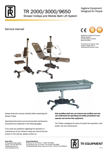 Serviceanleitung und Ersatzteilliste Hydraulik Duschwagen TR2000