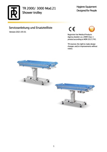 Serviceanleitung und Ersatzteilliste Hydraulik Duschwagen TR2000