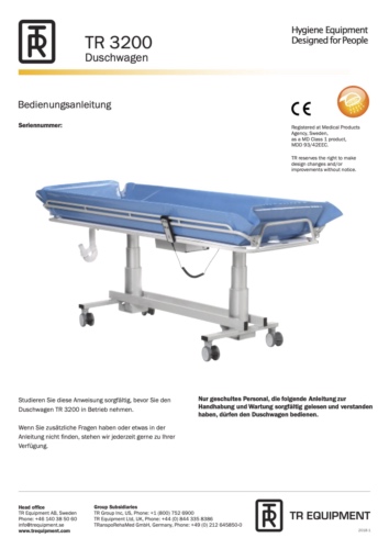 Bedienungsanleitung Elektro Duschwagen TR3200