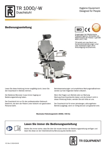 Bedienungsanleitung TR Elektro Duschstuhl TR 1000