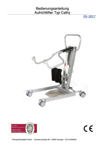 Bedienungsanleitung Elektro Aufrichtlifter Cathy TR 8500