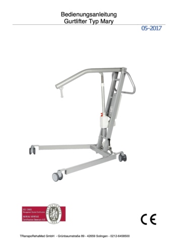 Bedienungsanleitung Elektro Gurtlifter Mary TR 9000