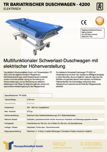Prospekt Elektro Duschwagen TR 4200