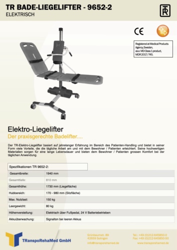 Prospekt TR Elektro Liegelifter TR 9650-2