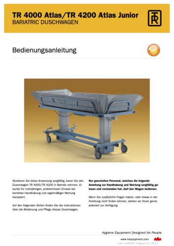 Bedienungsanleitung Elektro Duschwagen TR 4000 4200