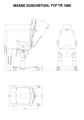 Massblatt TR Elektro Duschstuhl TR 1000