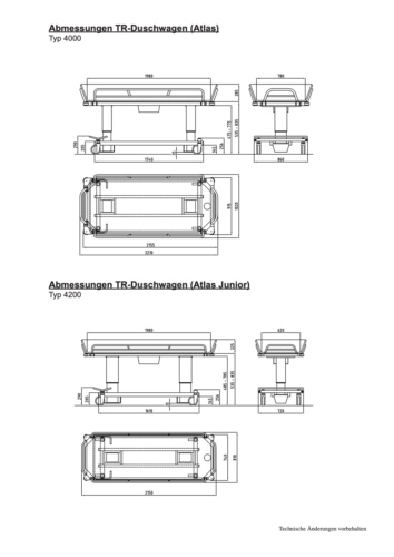 Massblatt Elektro Duschwagen TR 4000 4200